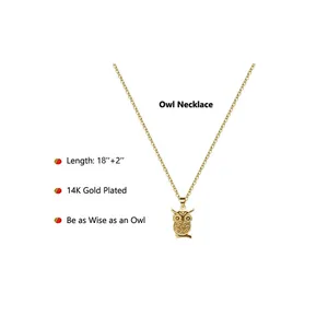 14K Gold Plated 2pc Layered Owl Chain/Necklace thumbnail 4