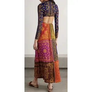 Farm Rio Bandana Dream Knotted Cutout Printed Jersey Maxi Dress Size Large thumbnail 3