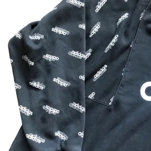 Adidas Linear Fav Core All Over Print Pullover Sweatshirt Sz M Black White thumbnail 5
