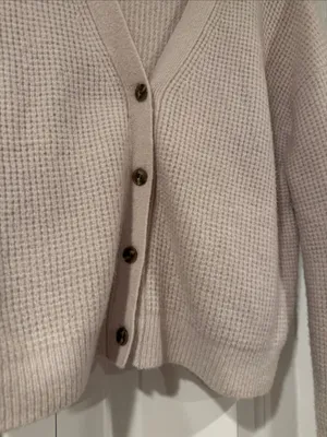 Velvet‎ by Graham & Spencer tan cream Cropped Waffle-Knit Cardigan med thumbnail 2