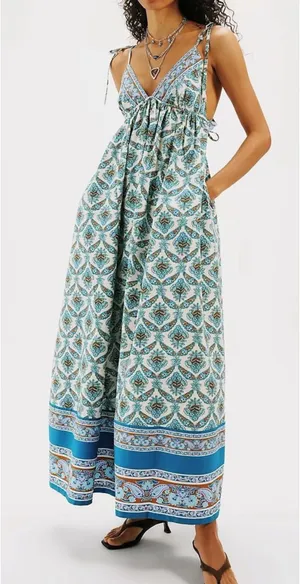 Free People Sorrento Beach Midi Dress Orange X-Small thumbnail 1