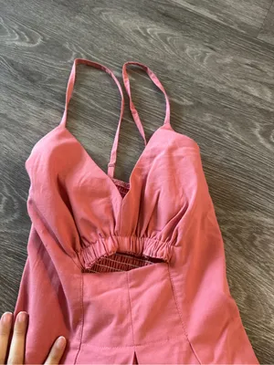 Pink Cutout Slit Midi Dress thumbnail 4
