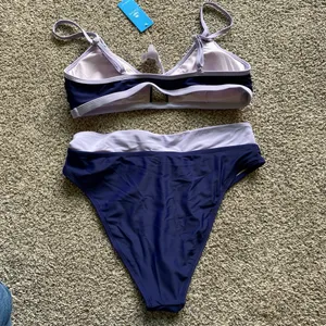 Cupshe Navy Bikini with Light Lavender Trim thumbnail 4