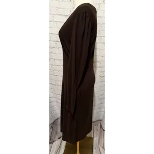 Ann Taylor LOFT Brown Pullover V Neck Dress Long Sleeve Rayon Blend Size 4 thumbnail 3