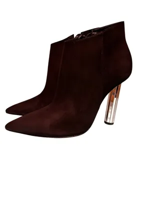 Schutz Elon Mirrored Heel Suede Ankle Booties Black Sz 8.5 thumbnail 5