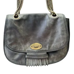 Madewell 1937 Leather Purse Handbag Grey Flap Crossbody Shoulder thumbnail 2