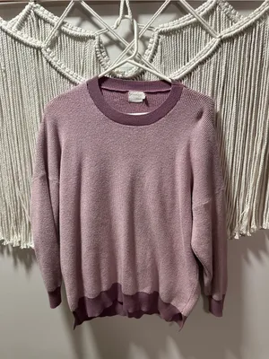Dreamers Mauve Two-Tone Ribbed Crewneck Sweater thumbnail 4