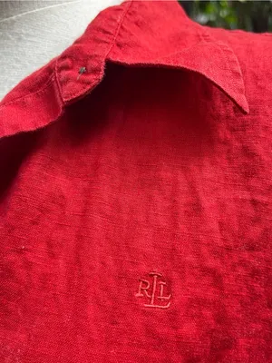 Lauren Ralph Lauren 100% Linen Shirt preppy classic nautical coastal resort XL thumbnail 2