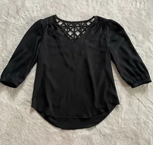 IZ Byer Black Lattice Back Blouse size XS thumbnail 1