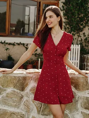 Rihoas Red Polka Dot Button thumbnail 1