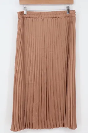 Sadie & Love Skirt Womens XL Rose Gold Pleated Midi Excellent thumbnail 1