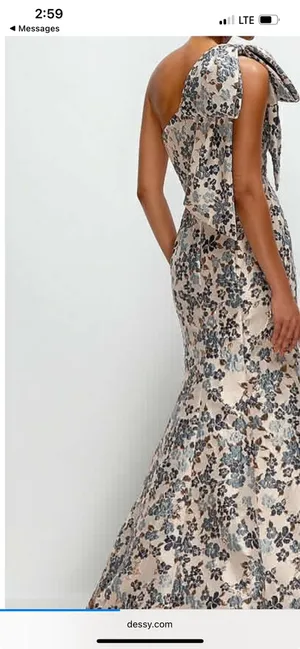 Floral blue and gold dress thumbnail 2