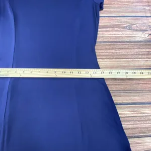 Michael Kors Navy Blue Flared Dress Size Small Short Sleeve Gold Trim thumbnail 8