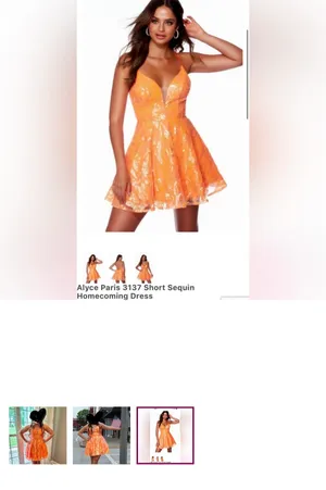 Alyce Paris Orange Beaded HOCO Dress thumbnail 3