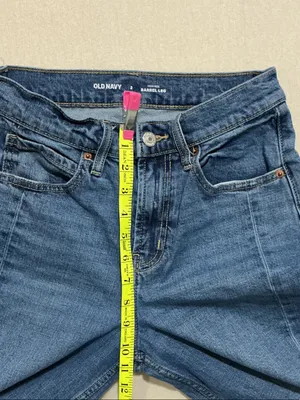 Old Navy Women's Barrel leg Jeans in Dark Blue Denim thumbnail 4