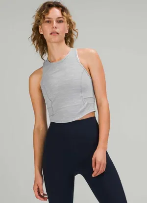 Lululemon - Power Thru Tank Top Heathered Rhino Grey Athletic Workout Running Gym thumbnail 1