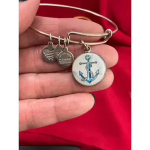 Alex and Ani Bangle Bracelet Lot 6pc‎ Nautical Lobster Fish Anchor Gold Silver thumbnail 3