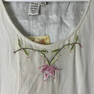 Vintage Embroidered Floral Beaded Slip Dress‎ Cream Romantic Medium Deadstock thumbnail 8