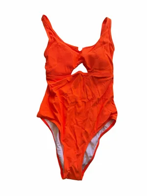 Charmo NEW Women's Orange Cutout One Piece Swimsuit Size L #260215 thumbnail 2