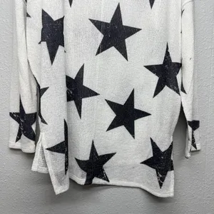 Altar'd State Star Print Knit Sweater Womens Small Stretch Oversized Patriotic thumbnail 11
