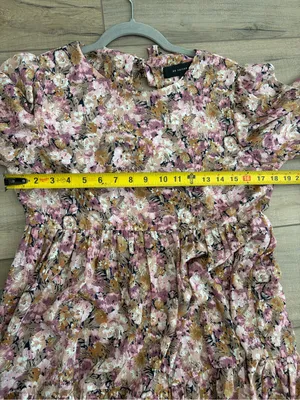 En Saison Jocelyn Pink Purple Floral Tiered Romantic Open Back Maxi Dress M thumbnail 9