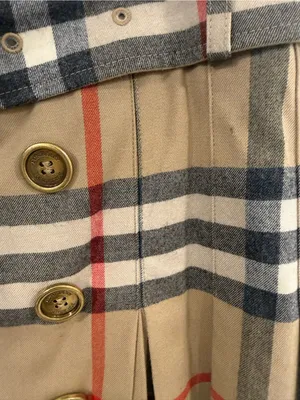 Burberry London Nova Check Wool Pleated Belted Skirt S thumbnail 6