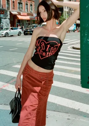 With Jean Heart You Boobtube Top Black Medium thumbnail 1