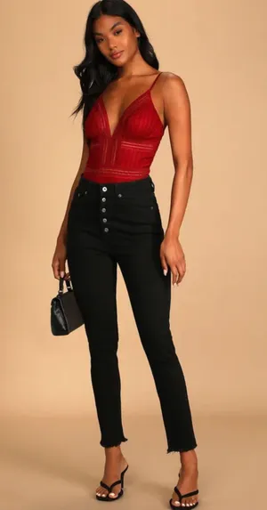 Lulu’s Casita Wine Red Lace Sleeveless Bodysuit thumbnail 6