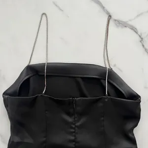 Zara Satin mini slip dress Rhinestones Jewel straps Black Size M party glam chic thumbnail 8