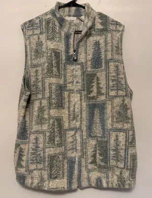 Vintage Monterey By Korey Large Fleece Zip Up Vest Trees Pockets Outdoors Winter thumbnail 1