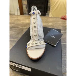 COACH Sadie New Semi Matte Flat Sandals Womens Size 6.5 Chalk Beaded Stud thumbnail 3