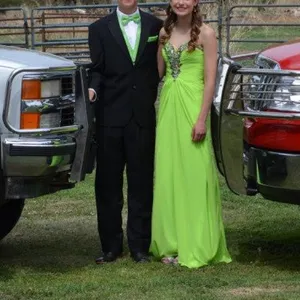 Lime Green Rhinestone Prom Dress thumbnail 11
