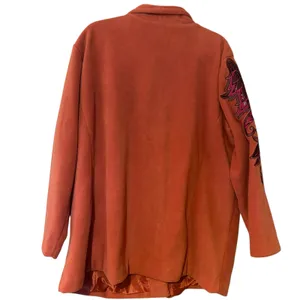 Bob Mackie VTG Burnt Orange Fleece Embroidered Jacket Coat SZ 2X lLned Pockets thumbnail 7