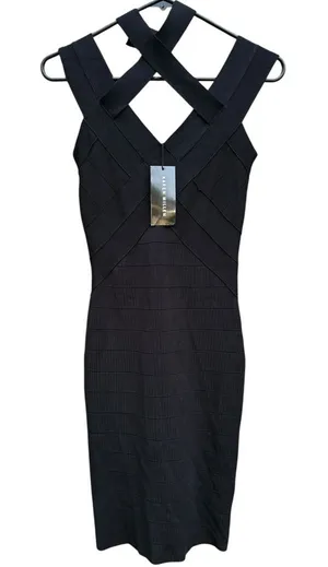 NWT Karen Millen BodyCon Bandage Dress Black Size 2 thumbnail 1