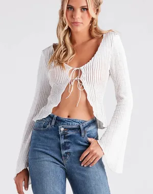 Bell Sleeve Tie Front Top thumbnail 4
