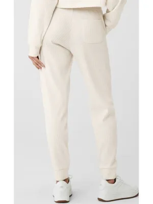 Alo Muse Sweatpants Ivory Cream Beige Stretchy High-Rise Waist Sweats Joggers L thumbnail 3