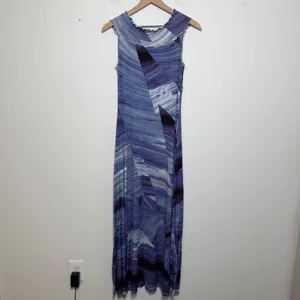 Soft Surroundings Women Maxi Jersey Knit Dress Small Blue‎ Abstract Artsy Lagen thumbnail 4