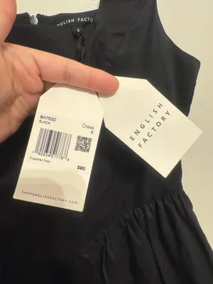 English Factory Women's Poplin Square Neck Bubble Hem Dress Size Small thumbnail 5