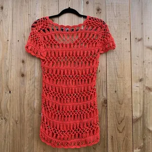 Crochet mini dress beach‎ spring summer hot size small y2k whimsy hippy thumbnail 4