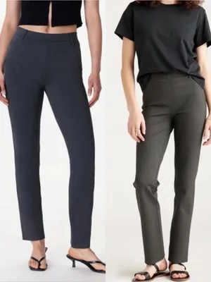 Quince Ultra-Stretch Ponte Straight Leg Pants Charcoal Grey Office thumbnail 4