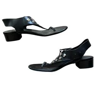 Michael Kors Black Studded Valencia Thong Block Low Block Heel Sandals Size 5.5 thumbnail 5
