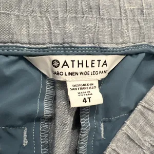 ATHLETA Cabo 100% Linen Wide Leg Pant Women Size 4 Tall Zip Pockets Drawstring thumbnail 2