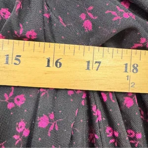 Free People Black Purple Floral Twist Front Blouse Womens M Boho Sheer Sleeve thumbnail 11