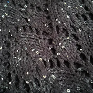 Sequined Fringe Turtleneck Poncho Black thumbnail 6