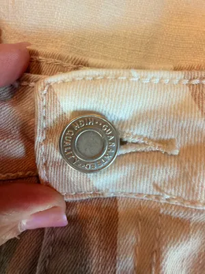 Altar’d State Striped Denim Cutoff Shorts Tan Cream Size Small thumbnail 3