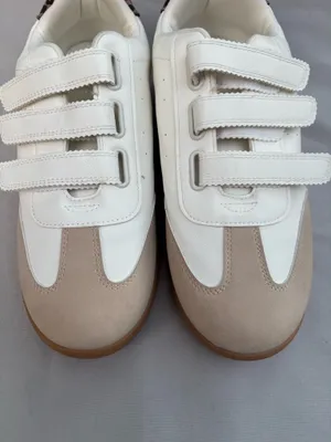 Dolce Vita Sneakers White Beige Suede Straps Leopard Trim Womens 10 NEW thumbnail 3