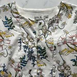 AMUR Zazie Floral Mini Shift Dress Organic Cotton Tiered Babydoll Print Size 10 thumbnail 7