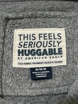 American Eagle Oversized Big Hug Waffle Sweatshirt Size Medium Gray thumbnail 3