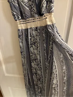 Women’s J for Justify Brand Paisley Print Maxi Dress with Crochet Waist Size L thumbnail 7