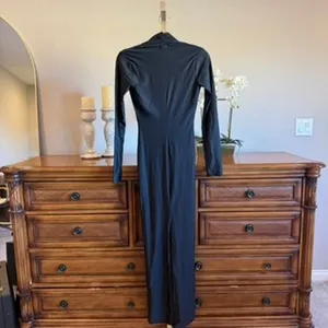 Good American Black Cowl Neck Jersey Zip Slit Dress Small NWOT thumbnail 11